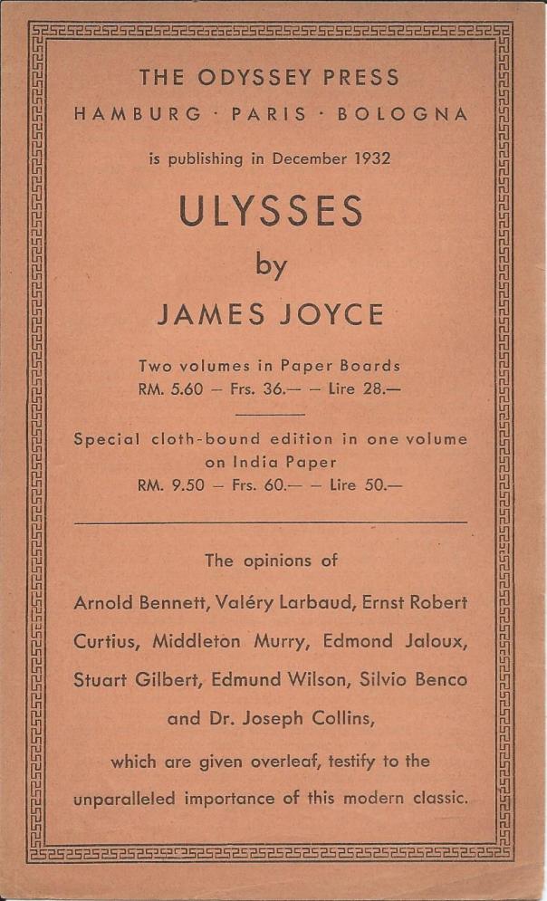 Ulysses publicity leaflet front
